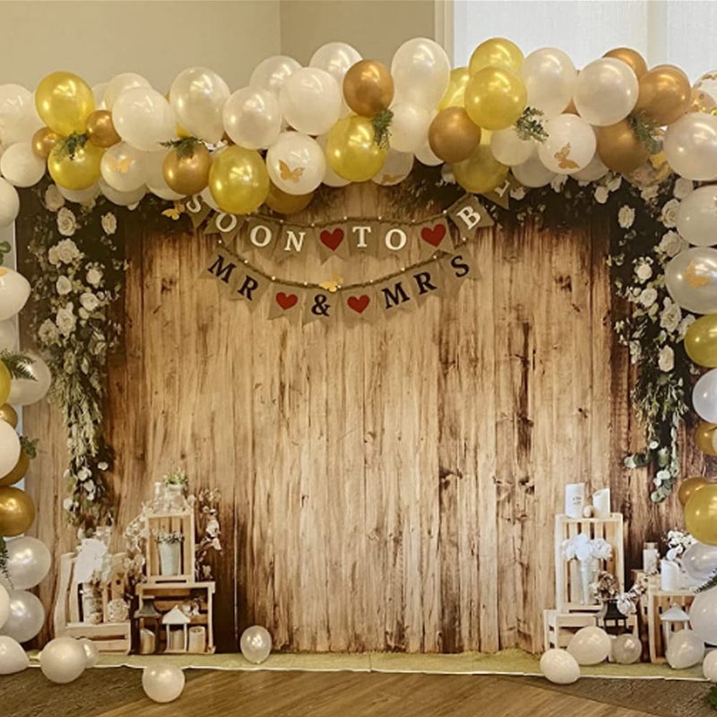 DASHAN 10x6ft Polyester Wedding Backdrop Rustic Floral Flower Wood Wall Backdrop Bridal Shower Reception Ceremony Photography Background Wedding Proposal Party Kids Birthday Party YouTube Photo Prop - Image 2